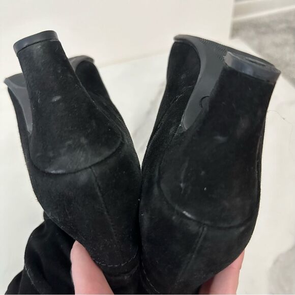 Blondo Black Valeska Slouchy Mid Calf Heeled Leather Boots Size 7.5 Classy - Picture 6 of 16